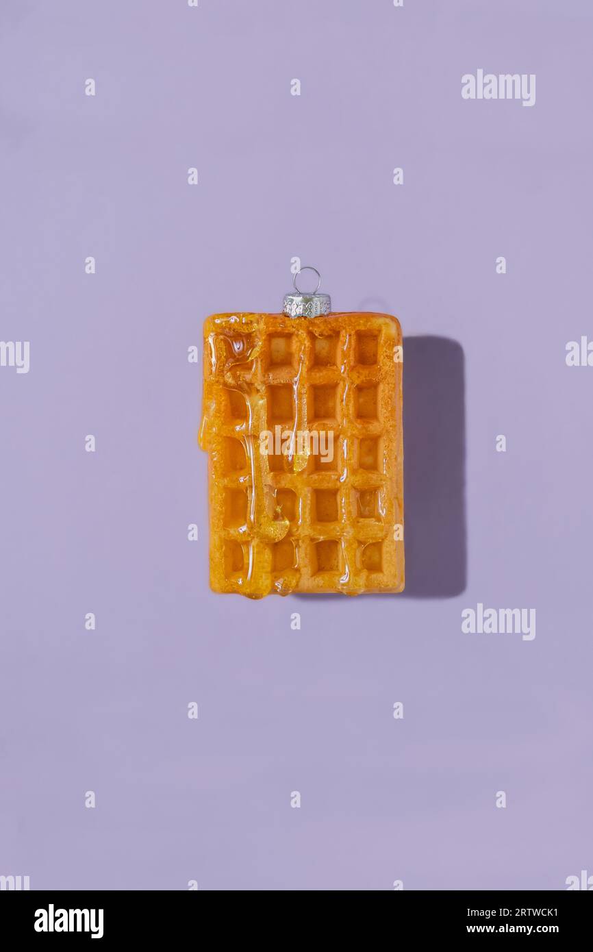 Sweet New year bauble of waffle. Minimal concept Stock Photo