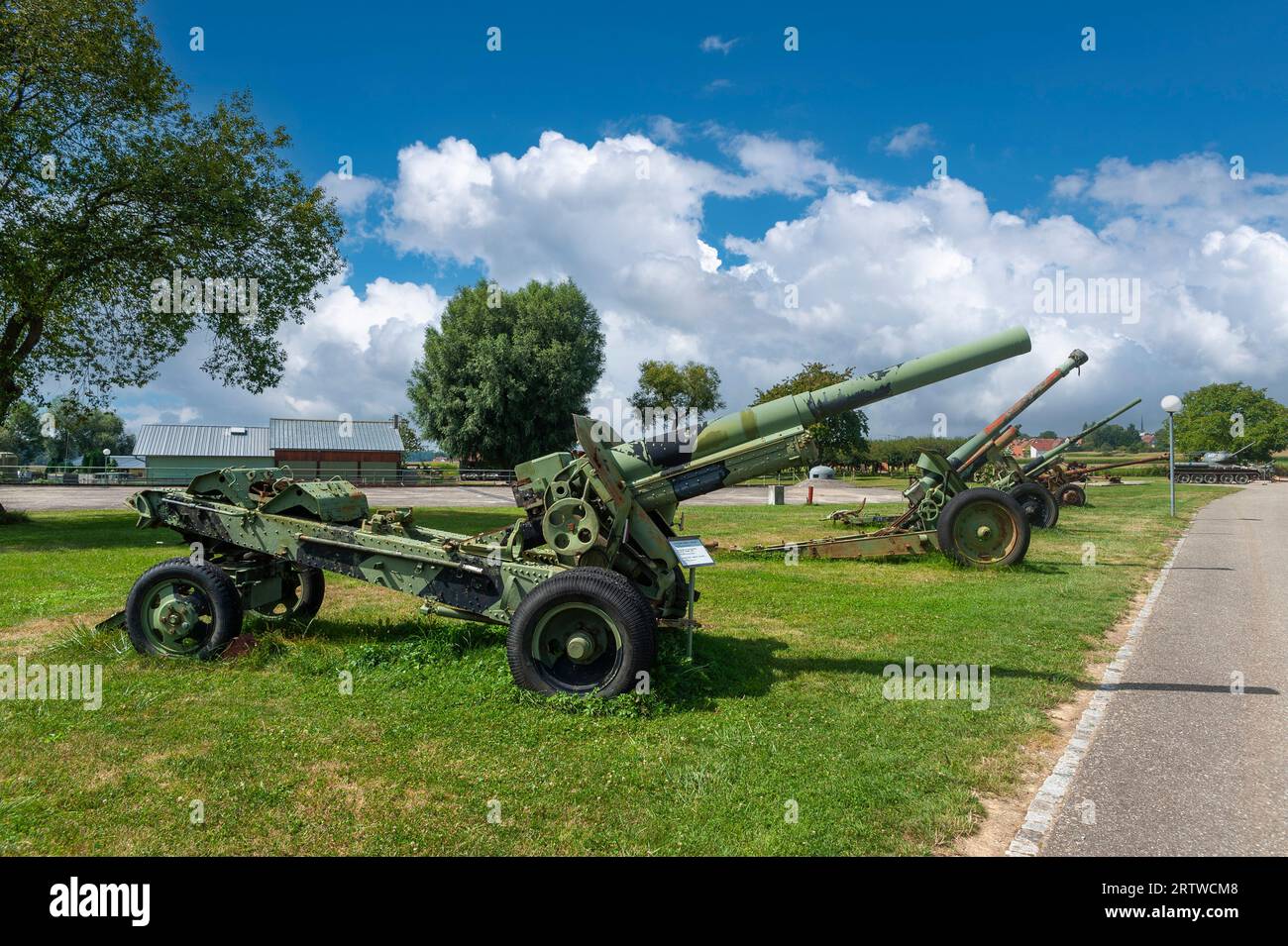 Artillery guns from World War II in Musee de l'Abri, Hatten, Alsace, France, Europe Stock Photo