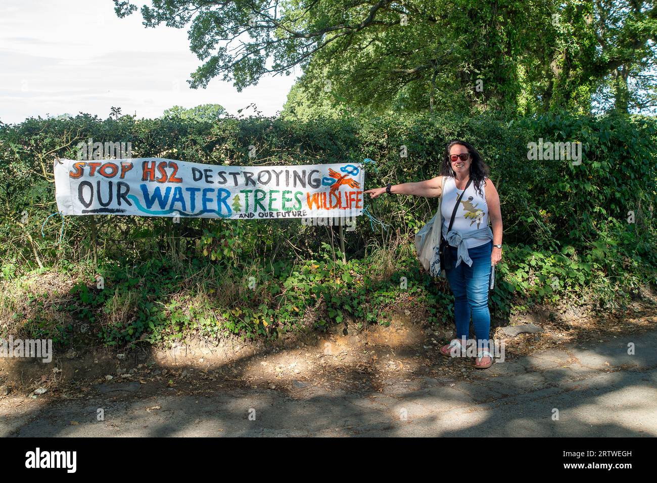 Great Missenden. 14th September, 2023. A local environmentalist stands ...