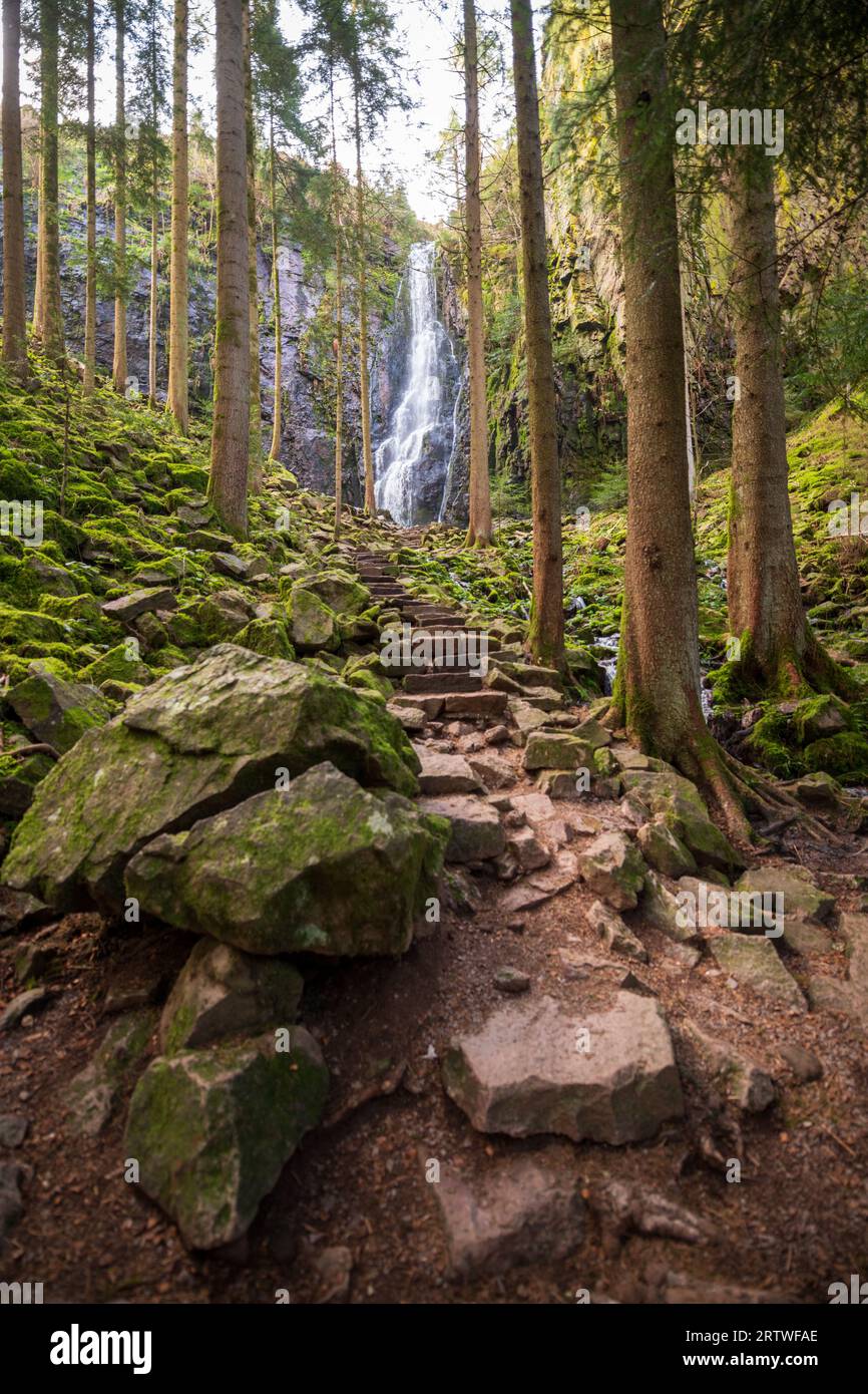 The Burgbach Waterfall in Bad Rippoldsau-Schapbach, Baden-Württemberg Stock Photo