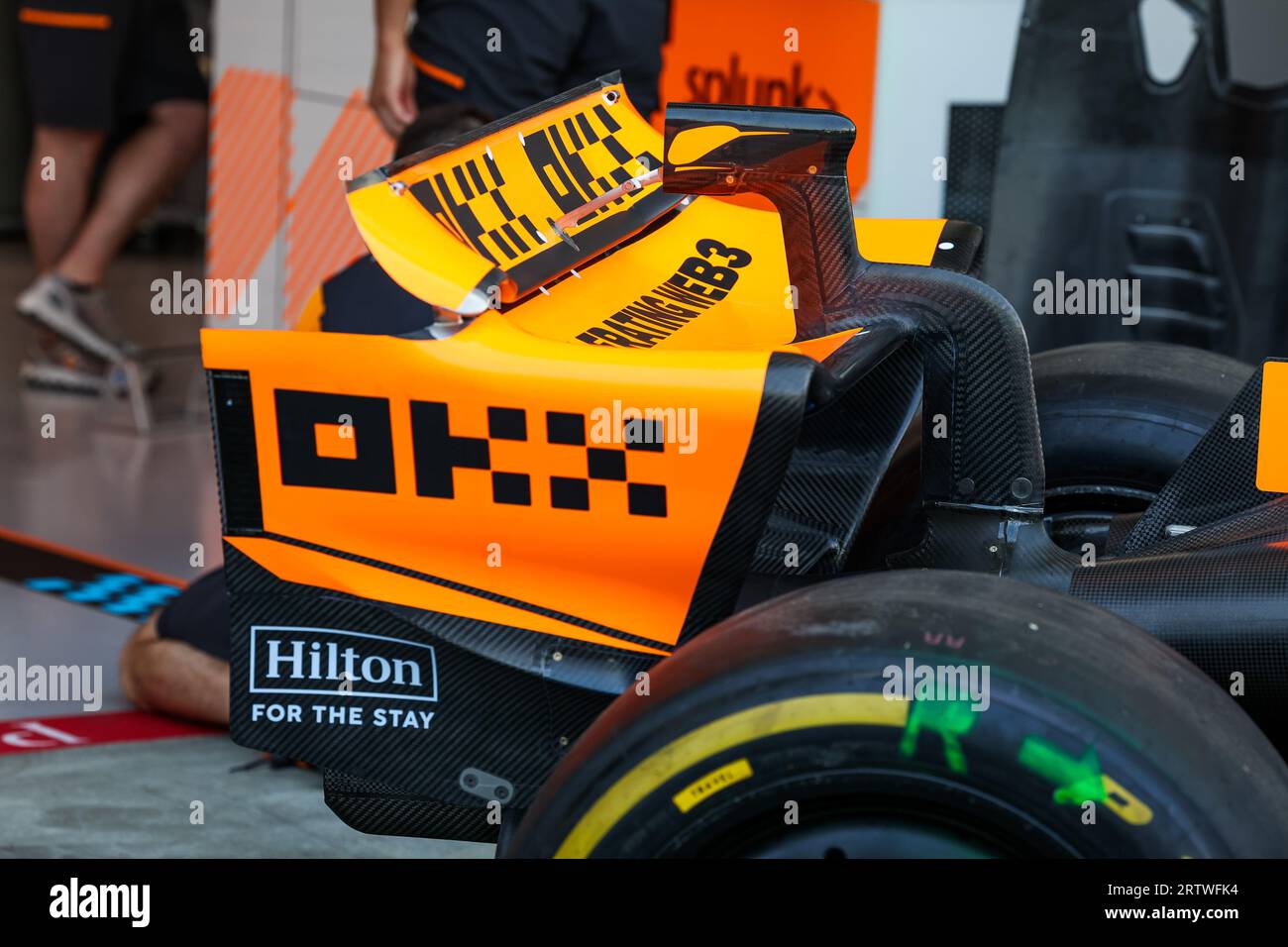 McLaren F1 Team MCL60, mechanical detail of rear wing during the 2023 ...