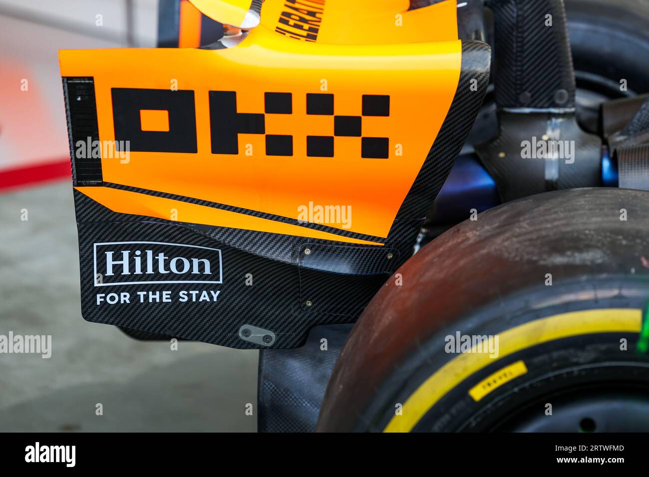McLaren F1 Team MCL60, mechanical detail of rear wing during the 2023 ...