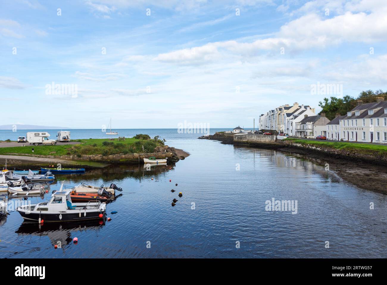 Cushendun is a small coastal village in County Antrim, Northern Ireland. It sits off the A2 coast road between Cushendall and Ballycastle. Stock Photo
