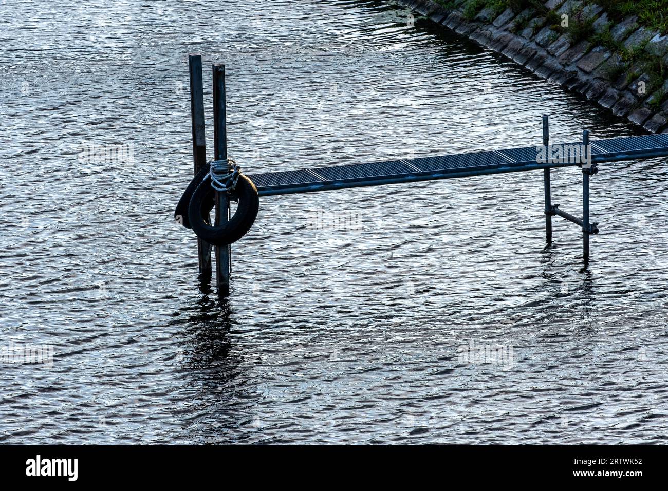 an empty jetty for a boat in a river Stock Photo - Alamy