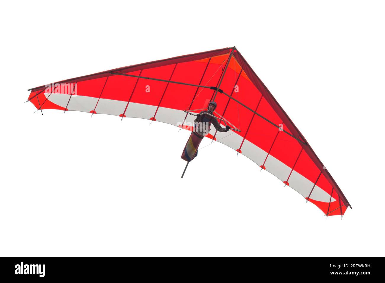 Red hangglider wing isolated on white. Extreme sports equipment Stock Photo