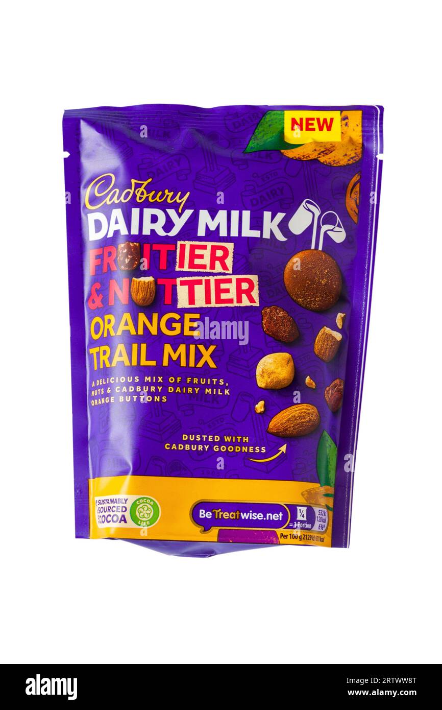 Bag of Cadbury Dairy Milk Fruitier & Nuttier Orange Trail Mix a