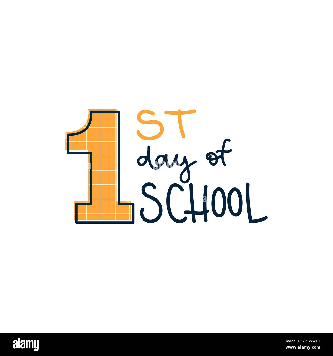 First day of school lettering. Back to school. Vector illustration