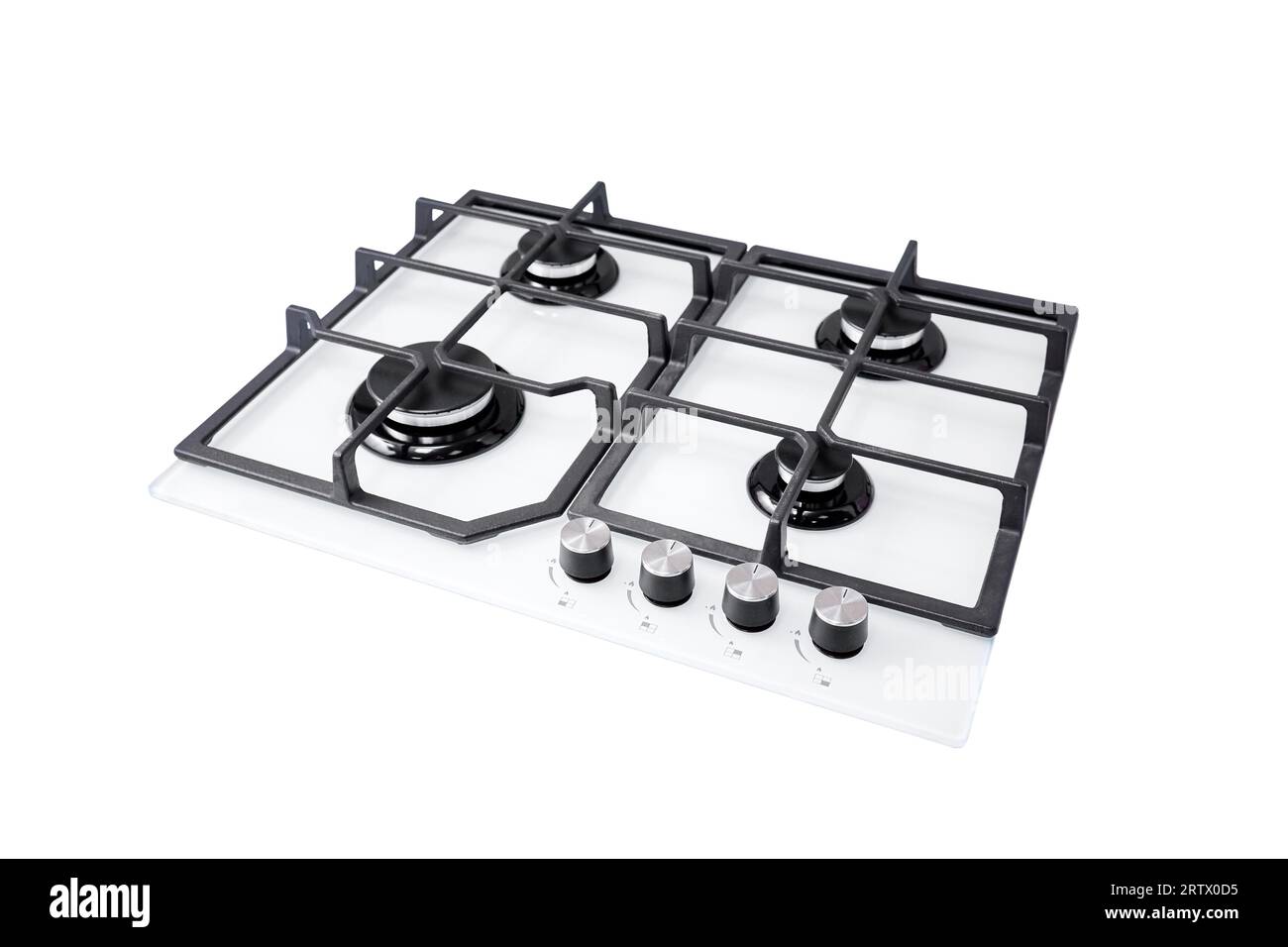 Modern hob gas stove made of tempered white glass using natural gas or