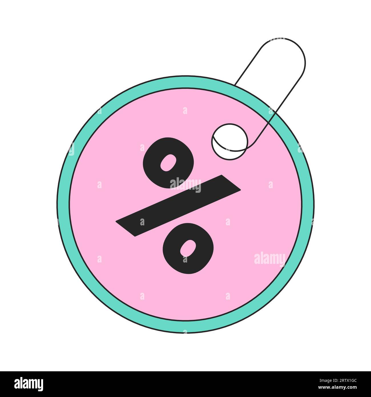 Percentage circle tag 2D linear cartoon marketing sticker Stock Vector