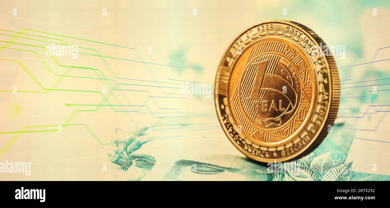 Real X or DREX, Brazilian digital currency, Brazilian digital bitcoin  currency from the Central Bank of Brazil, used as the digital version of  the Bra Stock Photo - Alamy