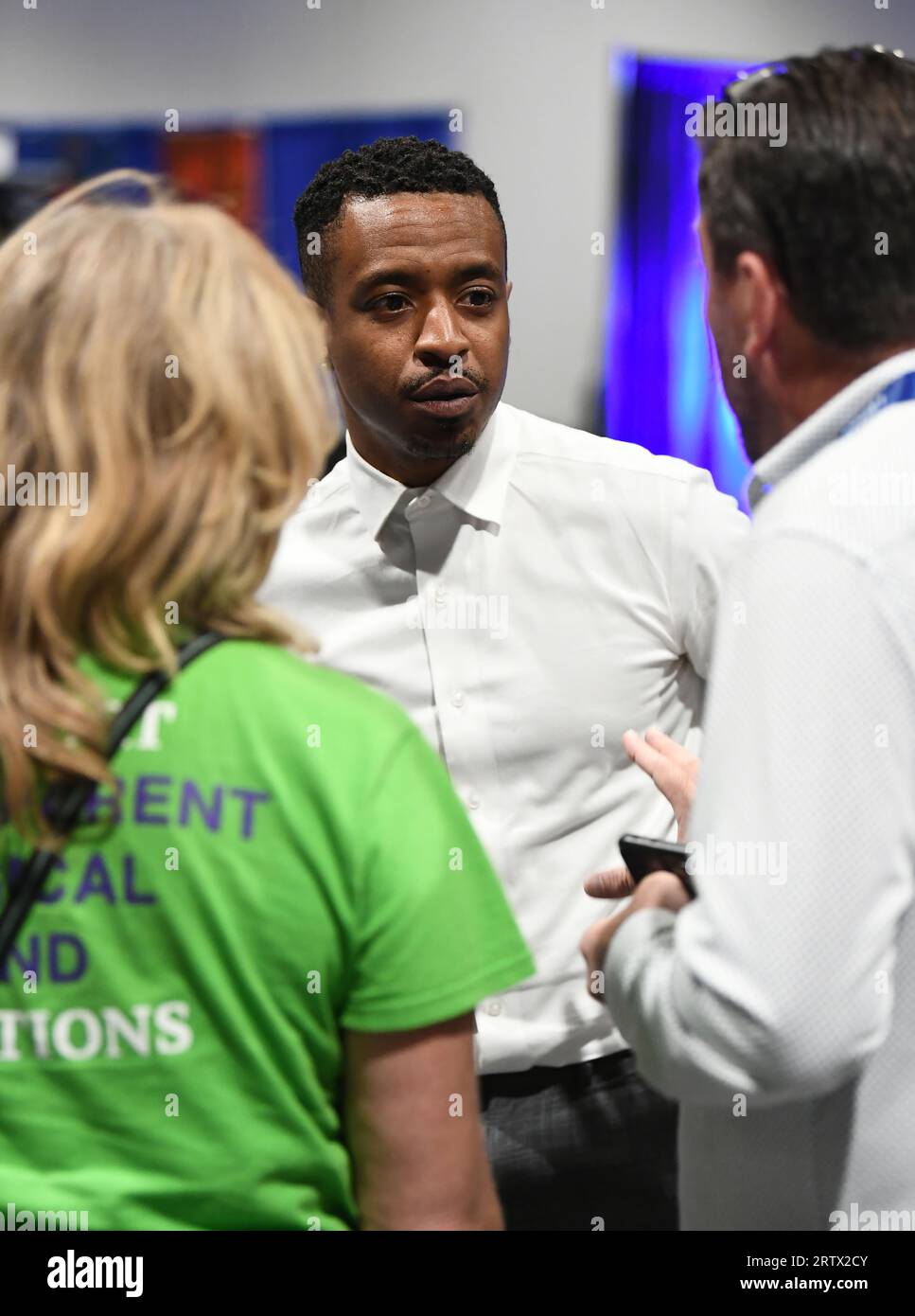 Las Vegas, USA. 14th Sep, 2023. Miami-Dade Crypto Chairman Elijah John  Bowdre attends the 2023 BREATHE! convention at The Expo at World Market  Center on September 14, 2023 in Las Vegas, Nevada. (
