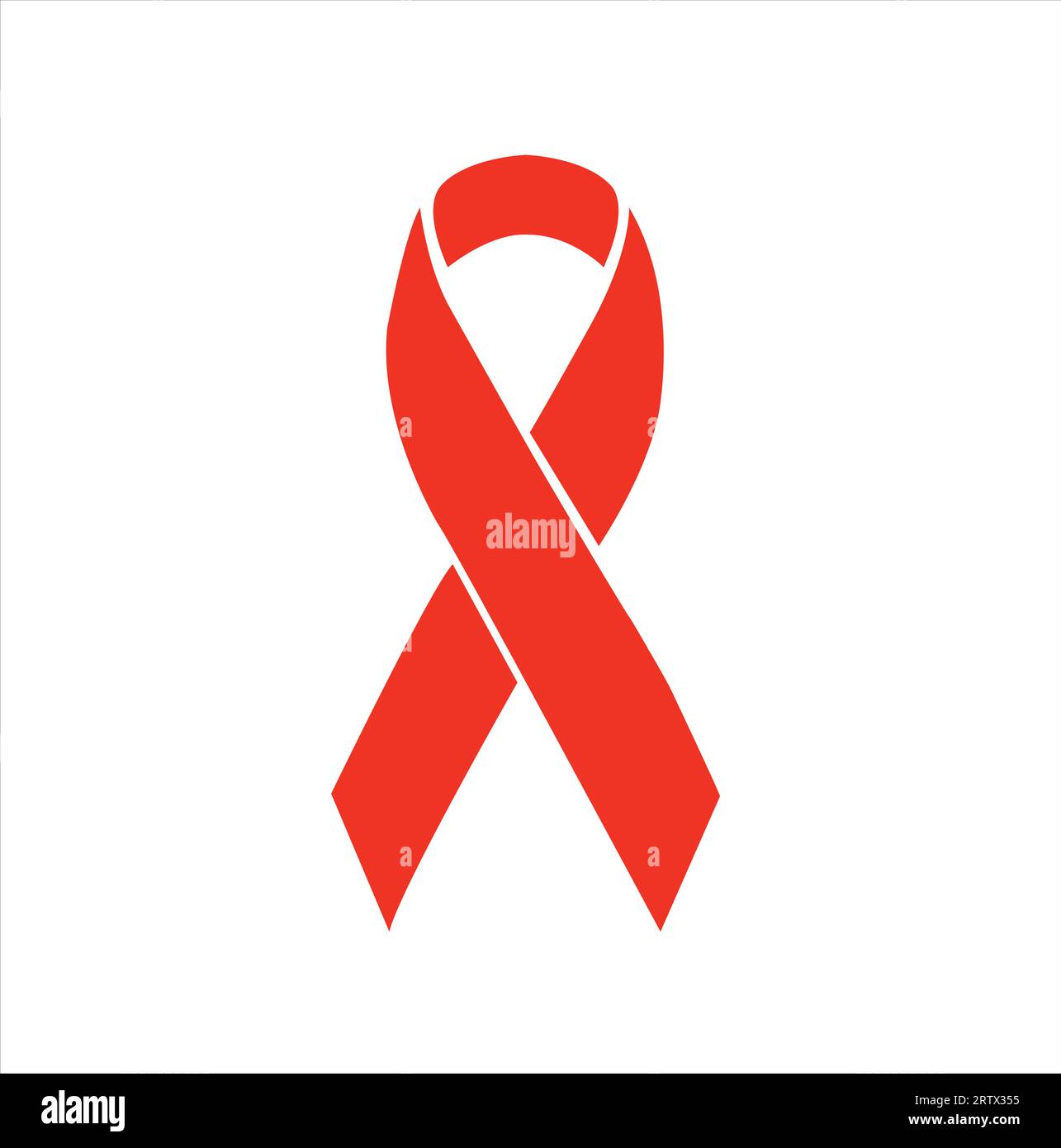 Red ribbon of HIV awareness on a white background with copy space Stock Vector