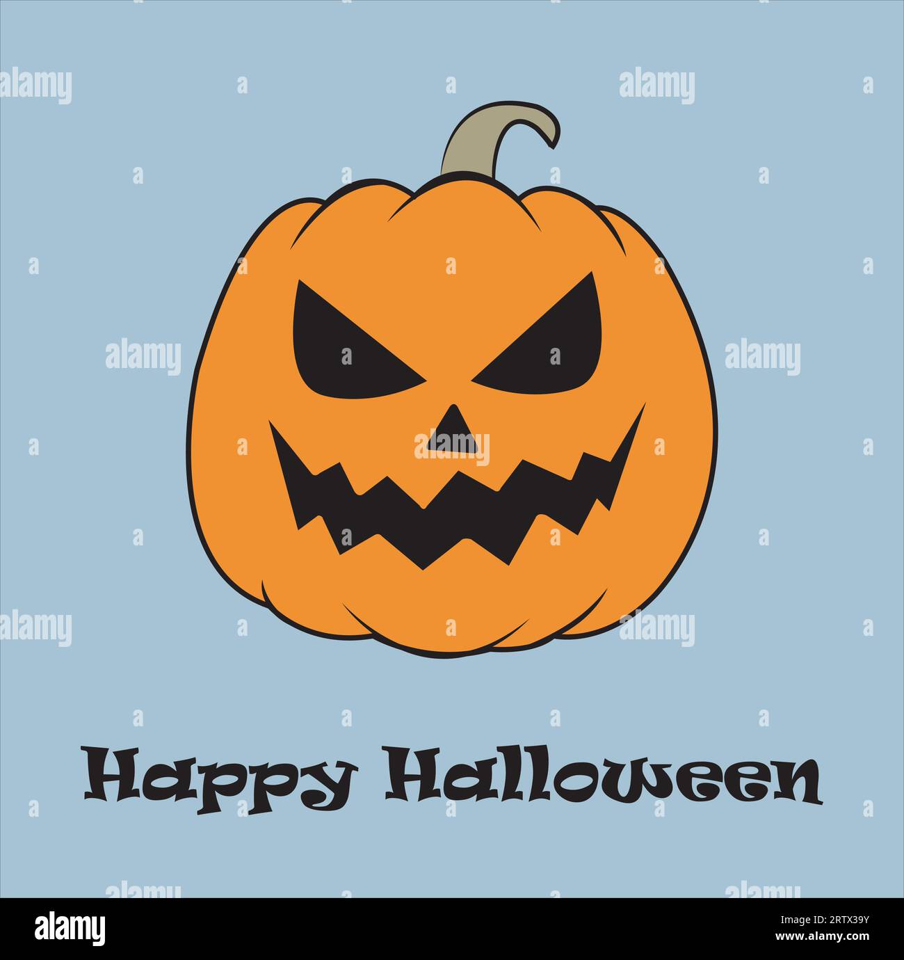 Halloween pumpkin on a gray background with copy space Stock Vector