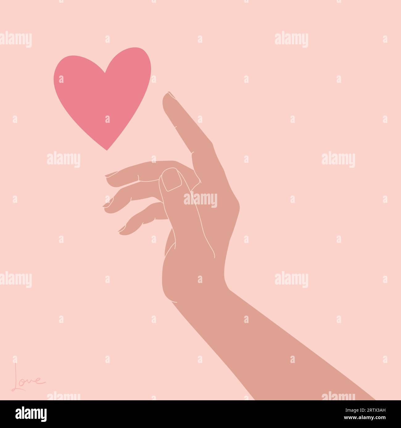 Hand reaches to the heart. Human hand with a heart. Love symbol. Vector illustration Stock Vector