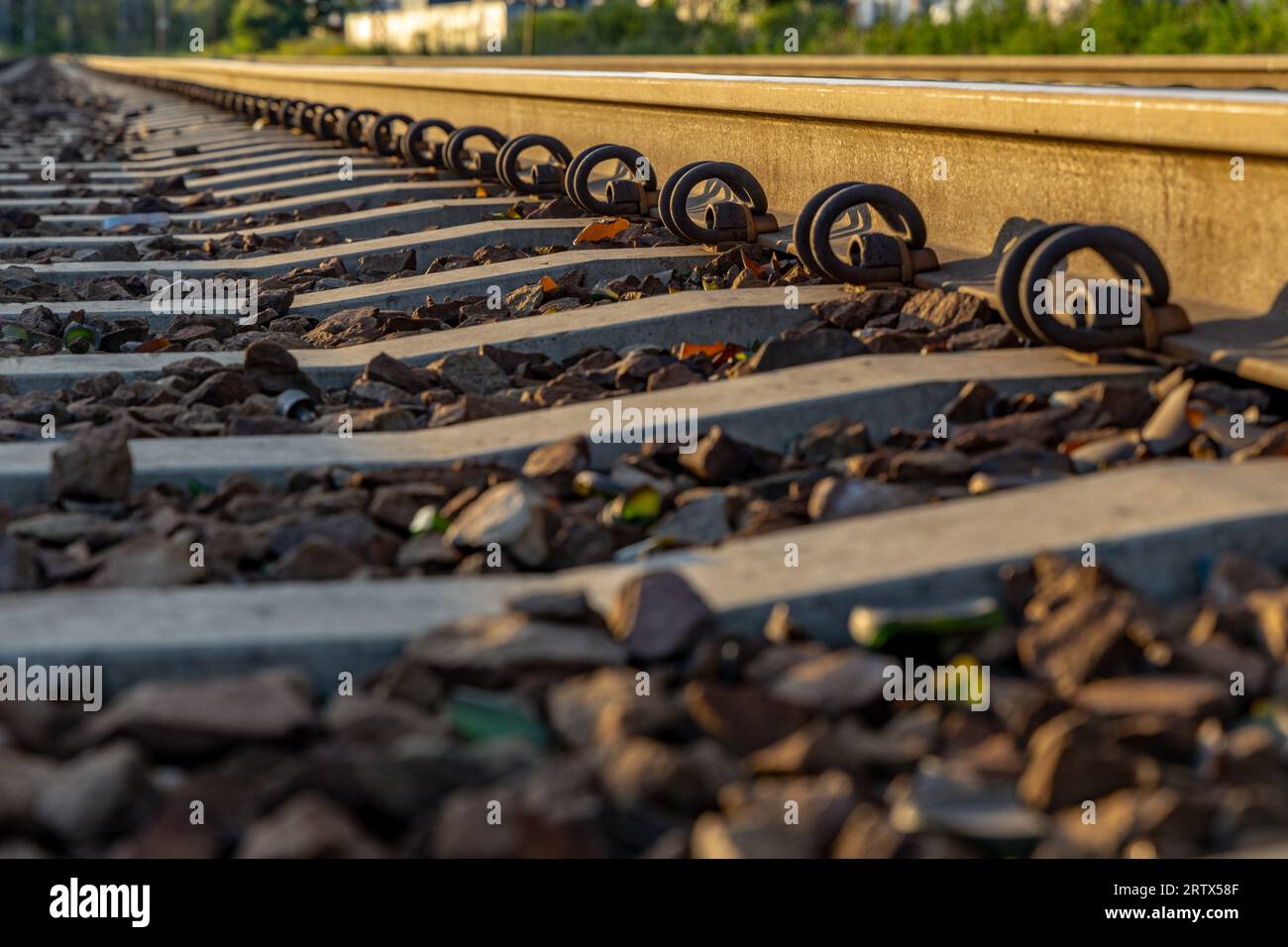 Unguarded crossing, railway crossing, danger on the tracks Stock Photo