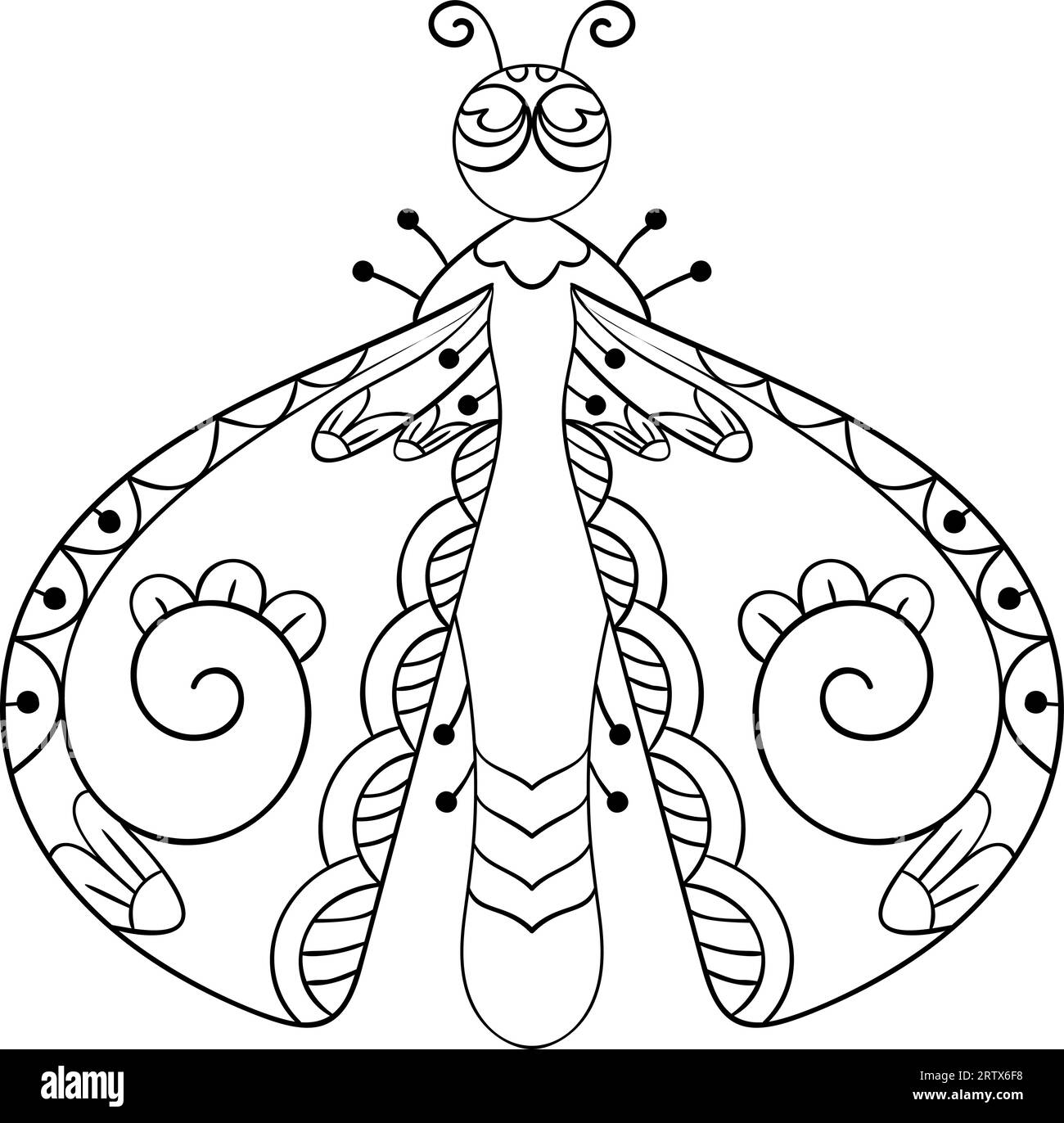 Bug with beautiful wings isolated line art, Page for coloring book ...
