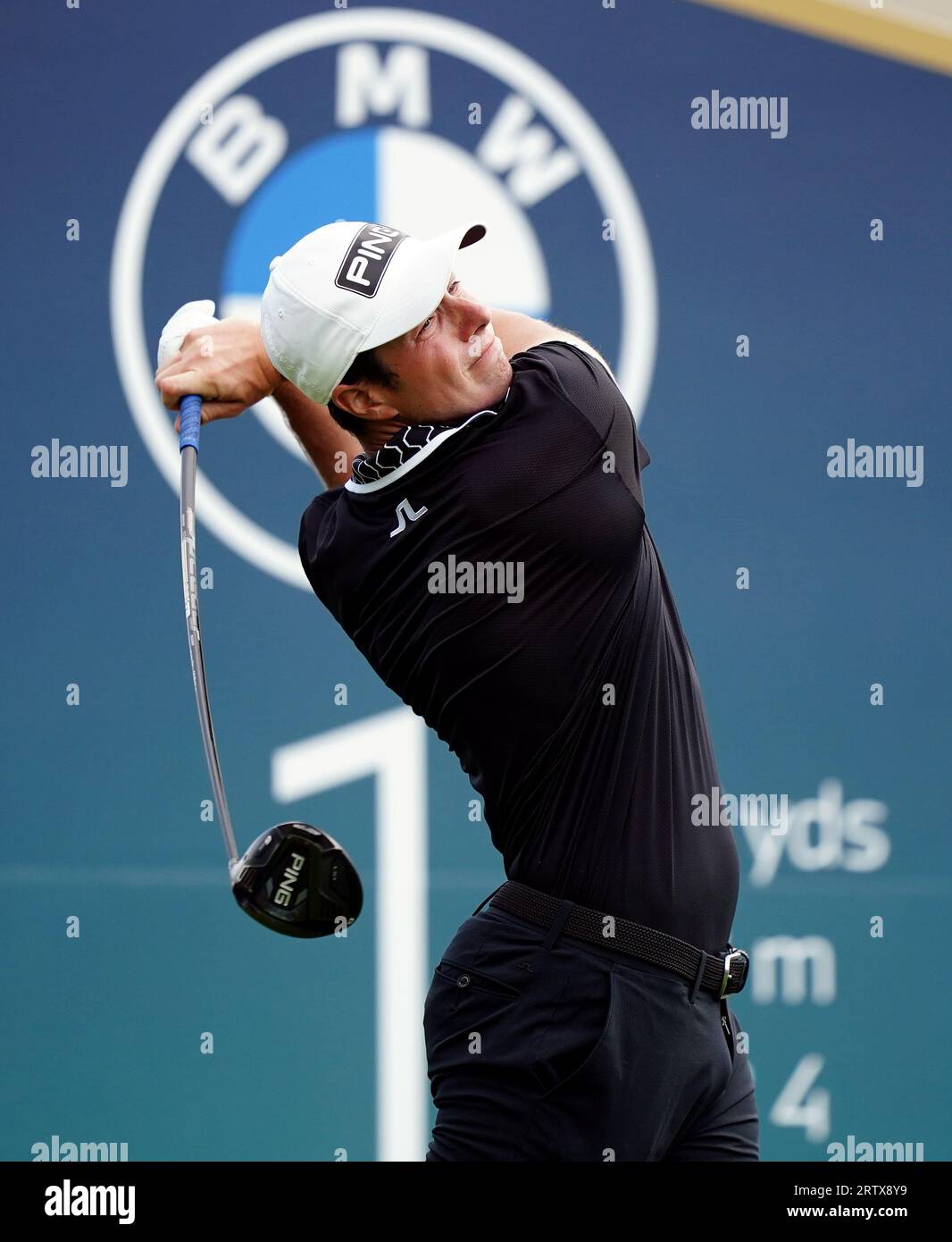 Viktor Hovland tees off the 1st during day two of the 2023 BMW PGA ...