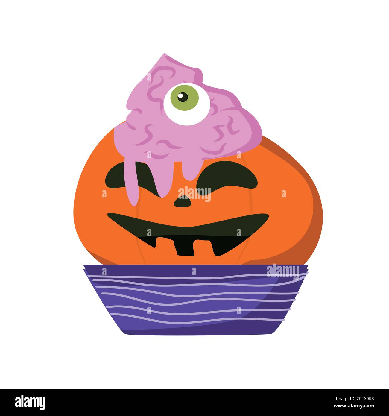 zombie food with brain and pumkin vector illustration Stock Vector