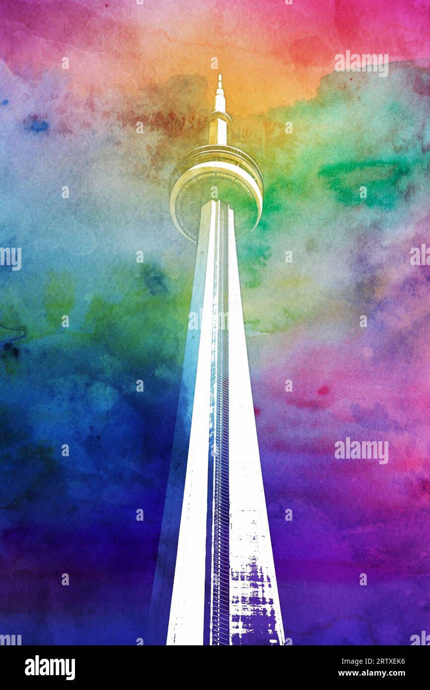 Illustration of the CN Tower in Toronto, Canada. Stock Photo