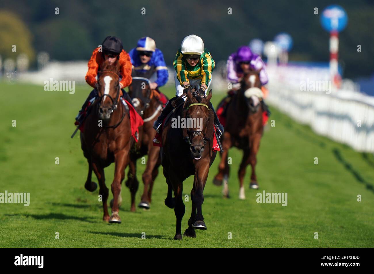 Legendary Day ridden by Mark Winn on their way to winning the Betfred Mallard Handicap during the Betfred St Leger Festival at Doncaster Racecourse. Picture date: Friday September 15, 2023. Stock Photo