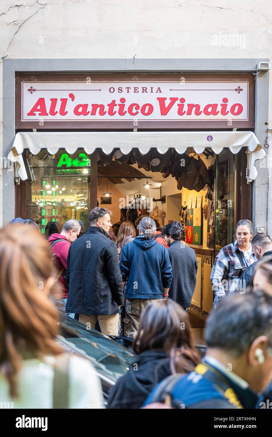 Famous and Popular Florence Sandwich Shop With Crowds On Sunny Day in