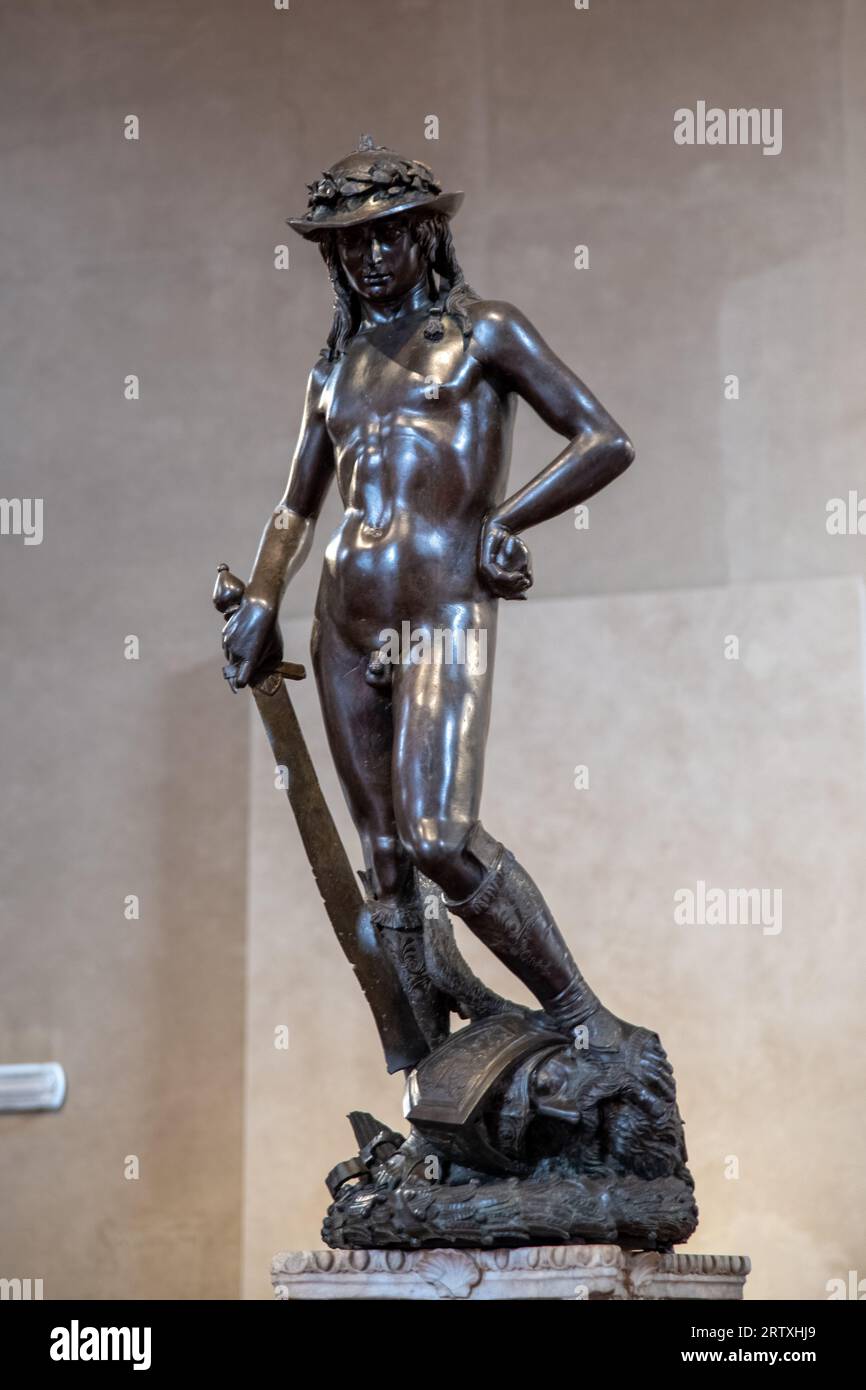 Donatello's Bronze David Statue In The Bargello Museum In Florence