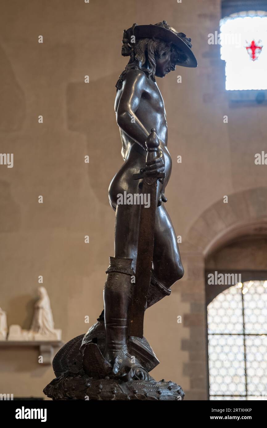 Donatello's Bronze David Statue In The Bargello Museum In Florence, Italy Stock Photo Alamy