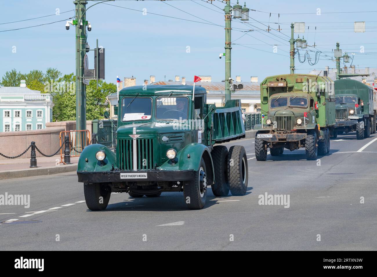SAINT PETERSBURG, RUSSIA MAY 20, 2023 Old Soviet dump truck MAZ205A