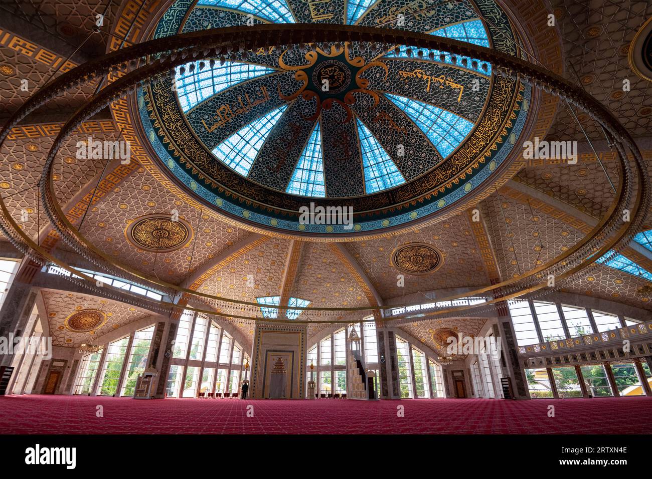 ARGUN, RUSSIA - JUNE 14, 2023: In the Heart of the Mother Mosque (Aimani Kadyrova Mosque) Stock Photo