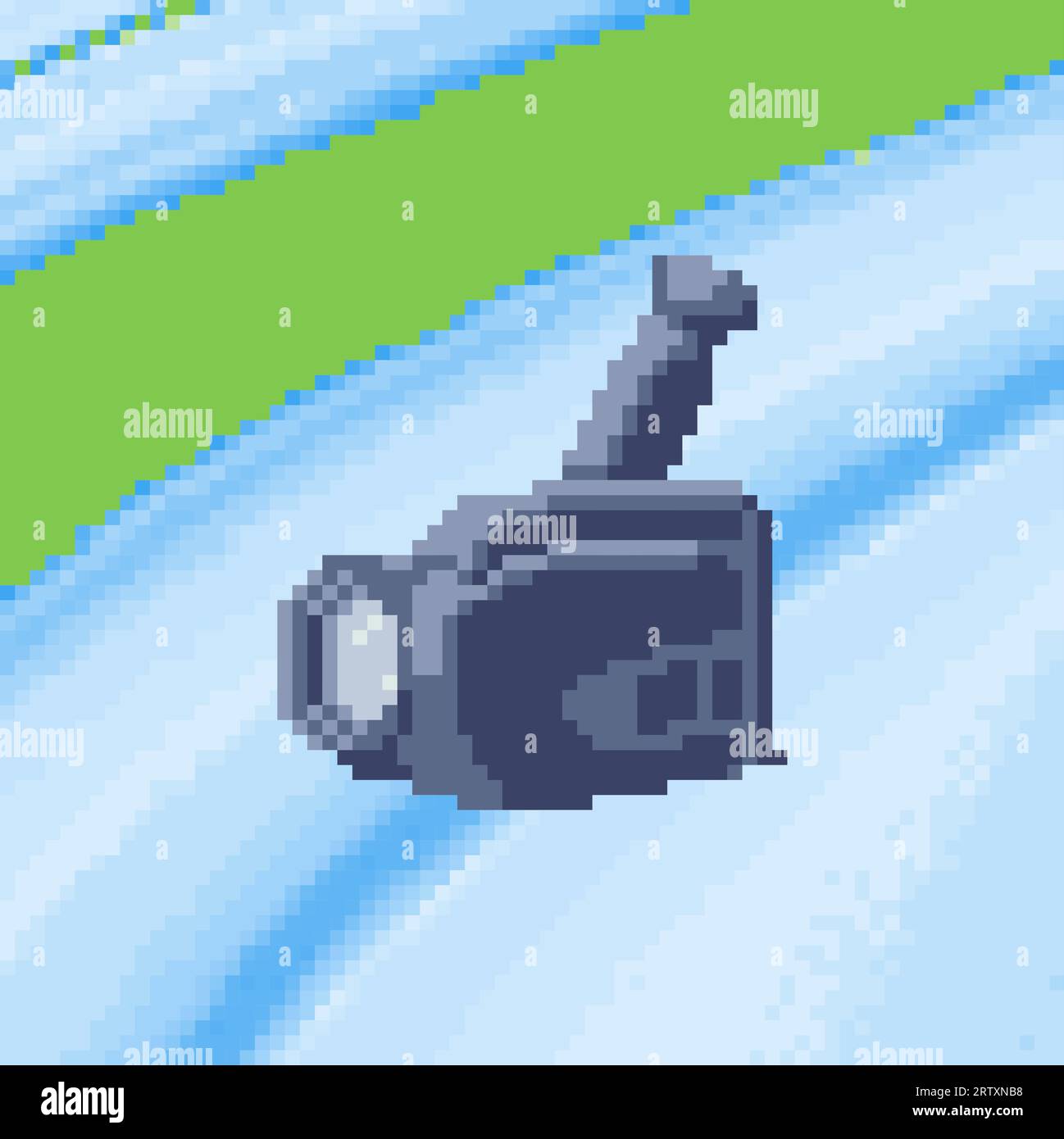 Pixel art cassette tape video camera recorder. Old camcorder vector icon in retro video game style Stock Vector