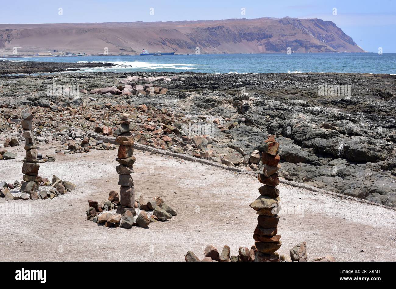 Appachu Rocks Apachetas in Arica coast. Apacheta (Aymara name) is a pile of rocks in ...