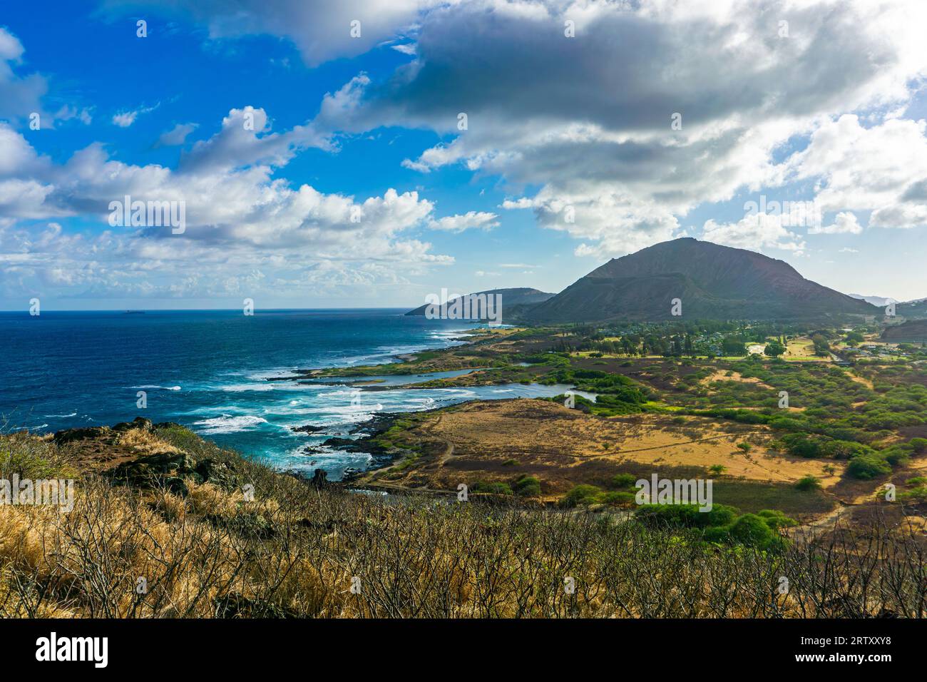 Landscape of southeastern Oahu, Hawaii, created by fissure eruption