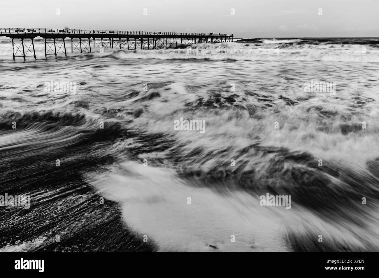 Moving Water Saltburn Pier, Cleveland, North Yorkshire England Stock