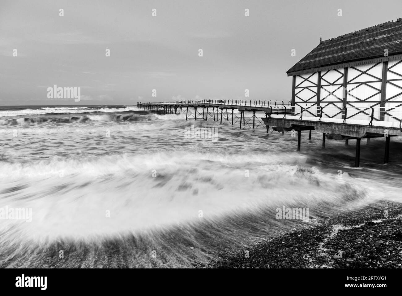 Moving Water Saltburn Pier, Cleveland, North Yorkshire England Stock Photo