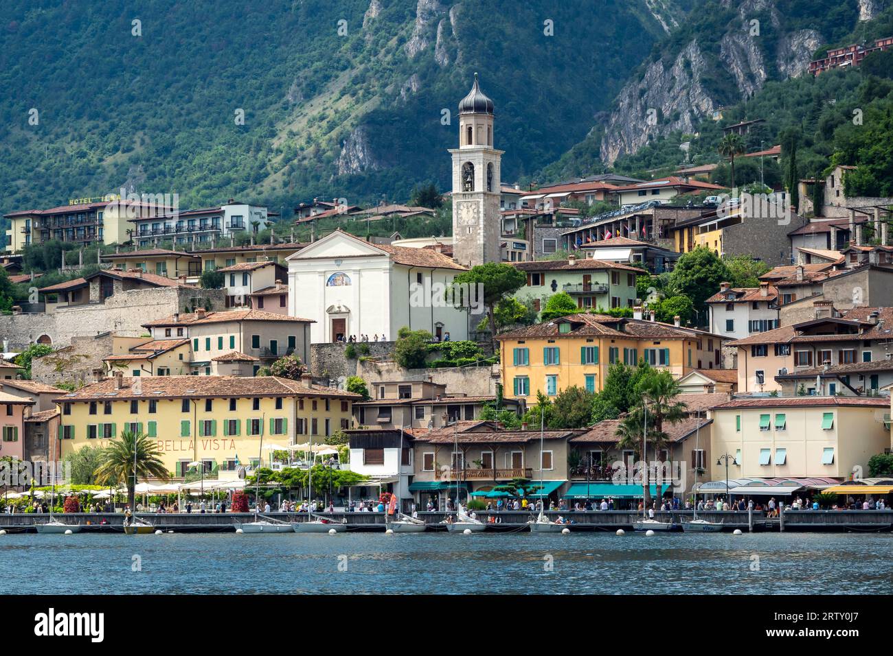 Limone sul Garda  town and comune in the province of Brescia, in Lombardy at the western bank of Lake Garda. Stock Photo