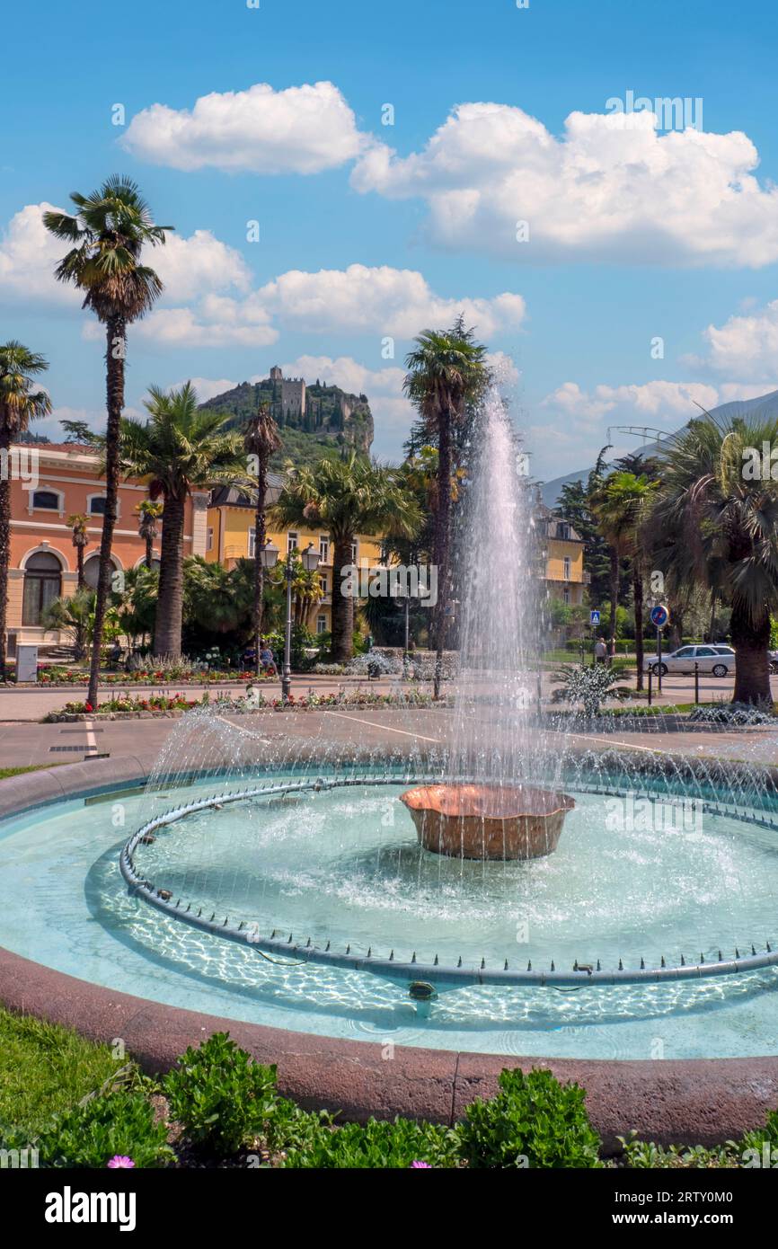 Fountain, Arco,  comune in Trentino-Alto Adige in northern Italy near Riva Stock Photo