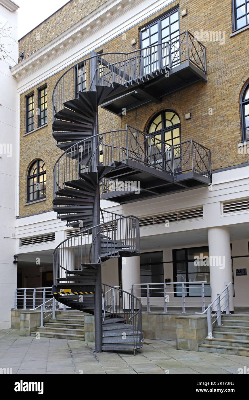 Outdoor Spiral Stairs Made From Steel Fire Escape Safety Exit Stock ...