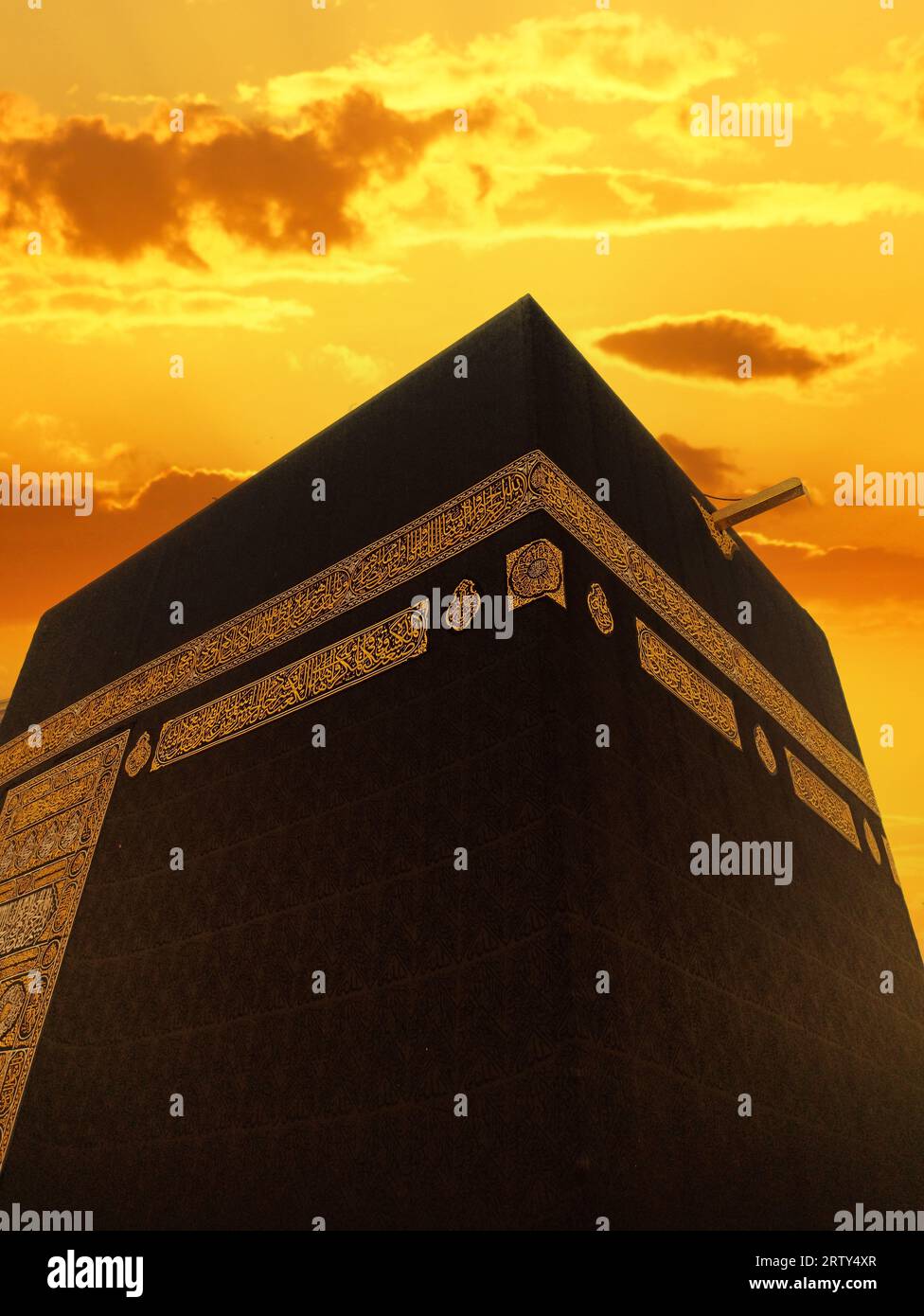 The black building of the kaaba in mecca. The house of Allah at sunset. Mecca,Saudi Arabia Stock