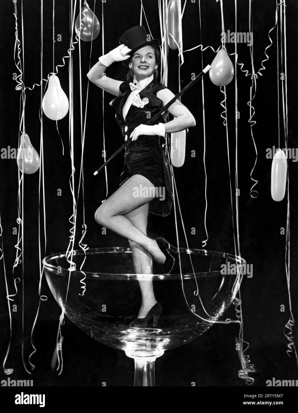 New York, New York  December 20, 1949 Radio actress Mercedes McCambridge is ready to welcome 1950 in style. Stock Photo