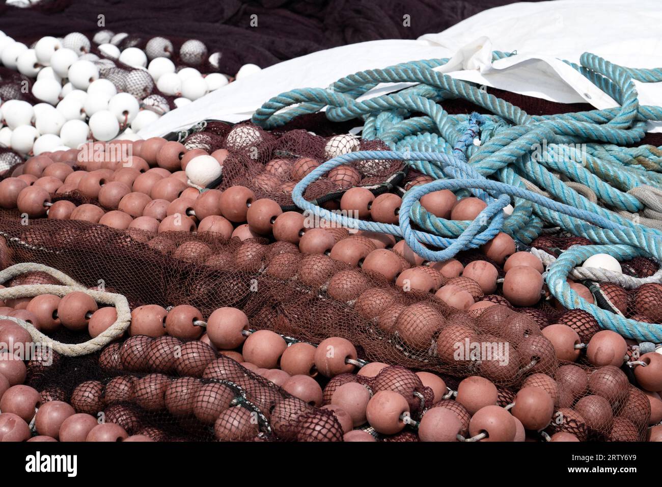 Fishing tackle in a fishing vessel Stock Photo Alamy