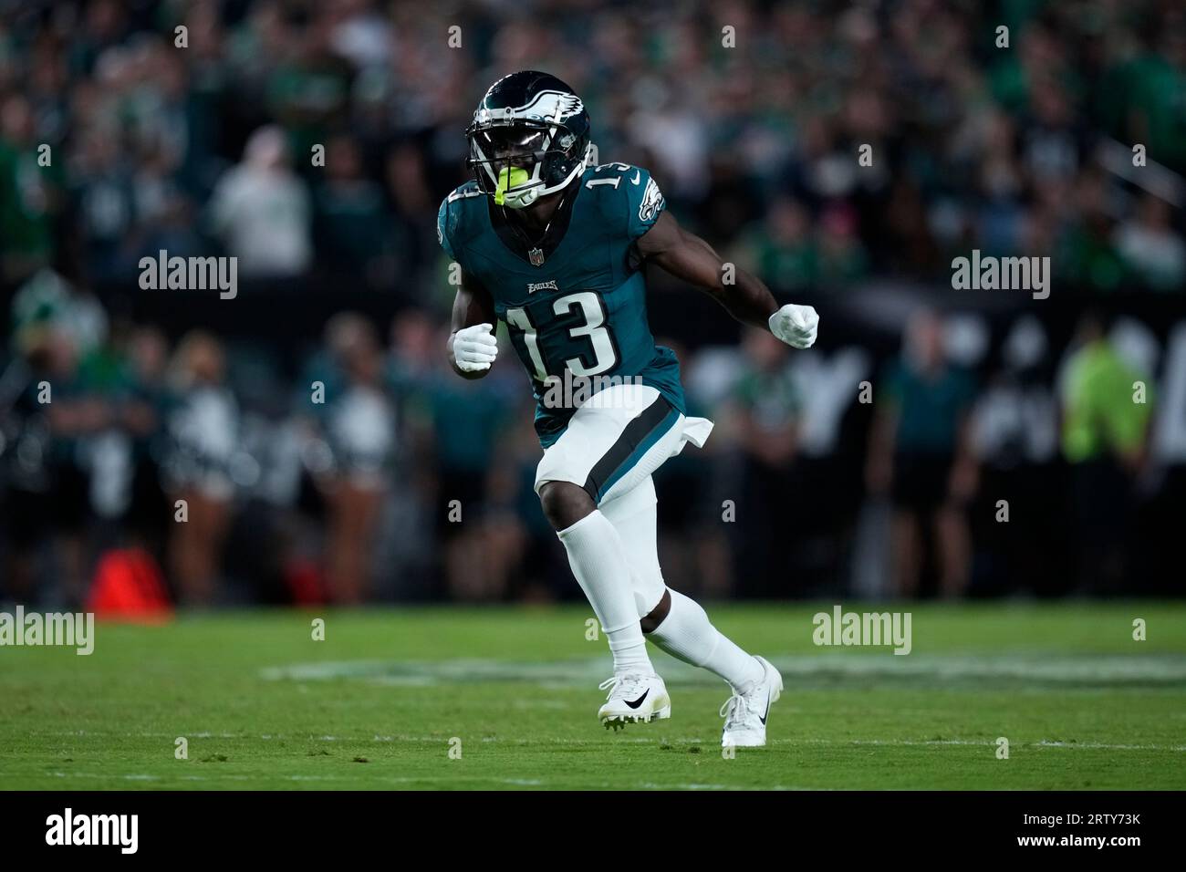 Philadelphia Eagles' Olamide Zaccheaus plays during an NFL football