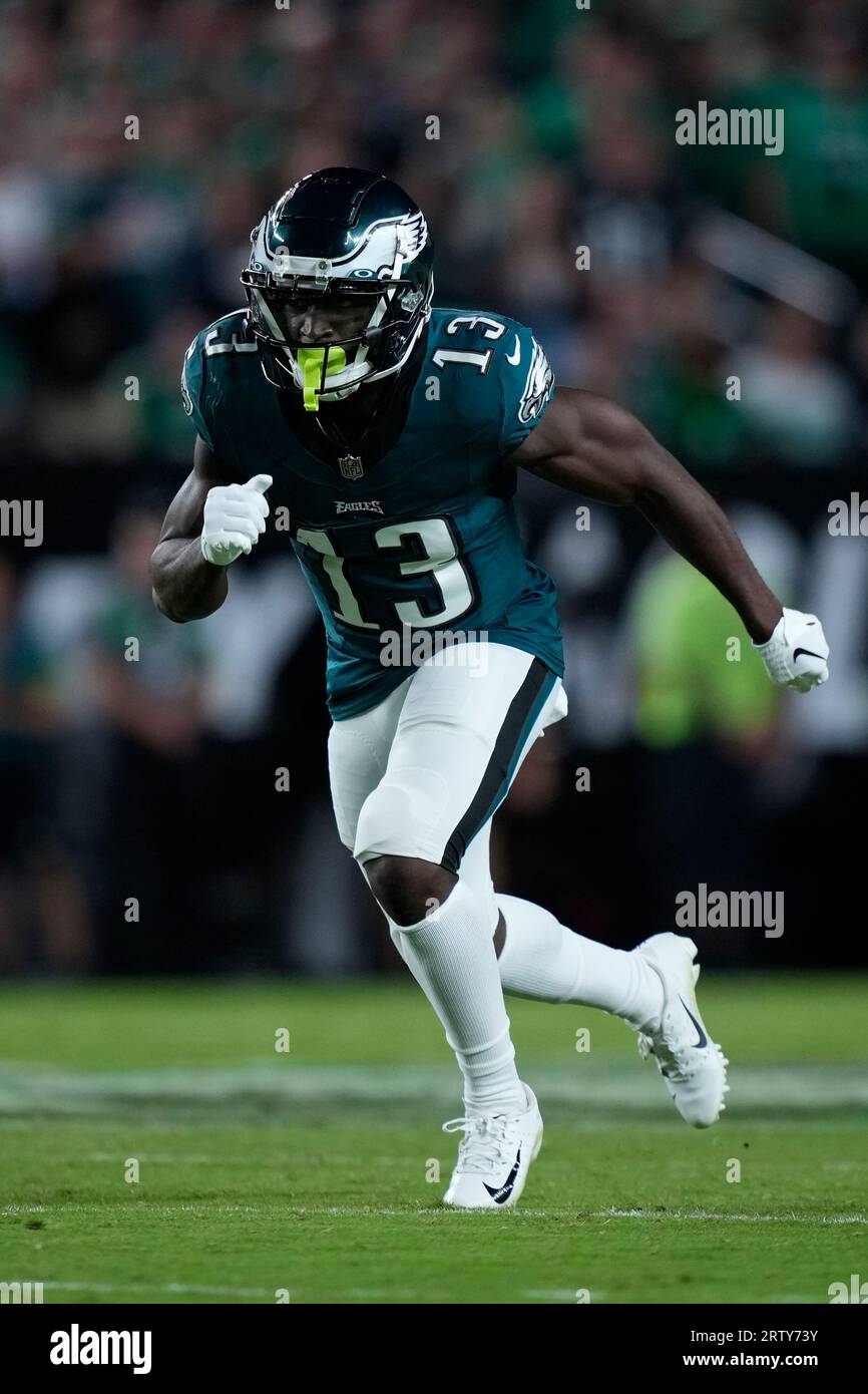 Philadelphia Eagles' Olamide Zaccheaus plays during an NFL football