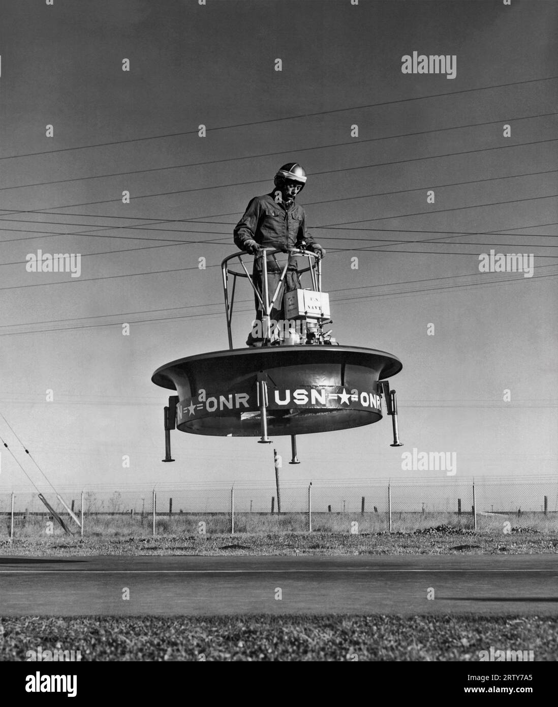 Menlo Park, California 1955 Test pilot Phil Johnson tries out the ...