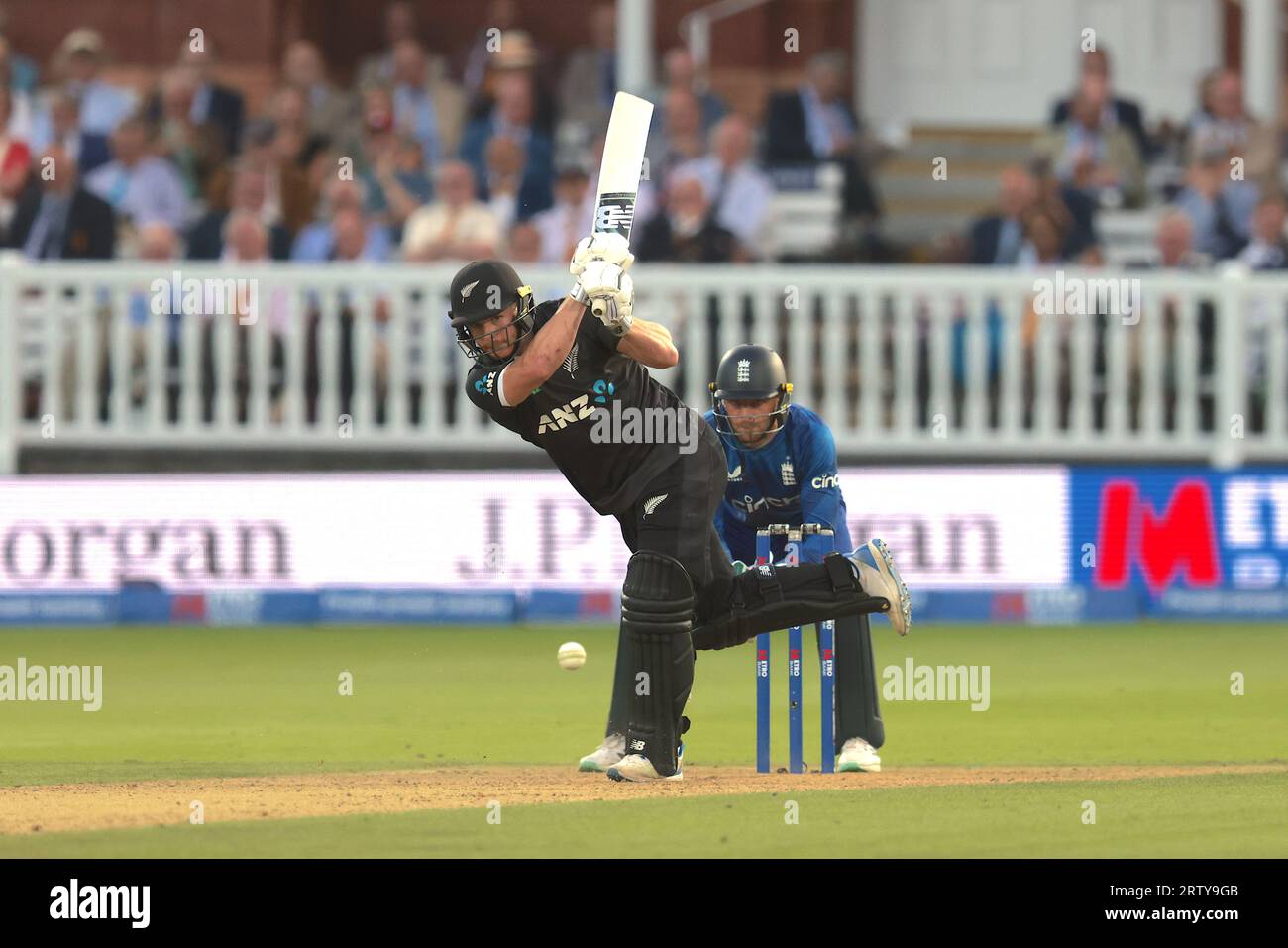 London, UK. 15th Sep, 2023. New Zealand's Glenn Phillips batting as England take on New Zealand in the 4th Metro Bank One Day International at Lords Credit: David Rowe/Alamy Live News Stock Photo
