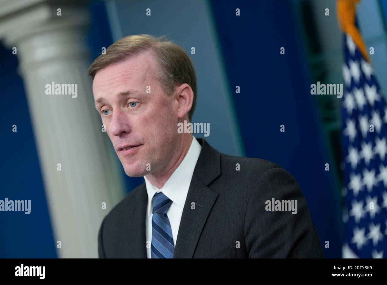 Washington, United States. 15th Sep, 2023. United States National Security Advisor Jake Sullivan participates in the daily briefing at the White House in Washington, DC on Friday, September 15, 2023. Photo by Chris Kleponis/UPI Credit: UPI/Alamy Live News Stock Photo