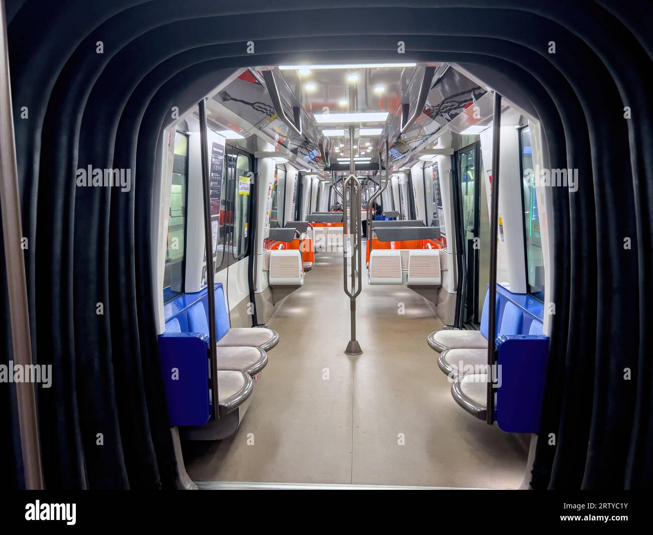 The modern Metro cars of Line 14 in Paris - CITY OF PARIS, FRANCE - SEPTEMBER 4. 2023 Stock Photo