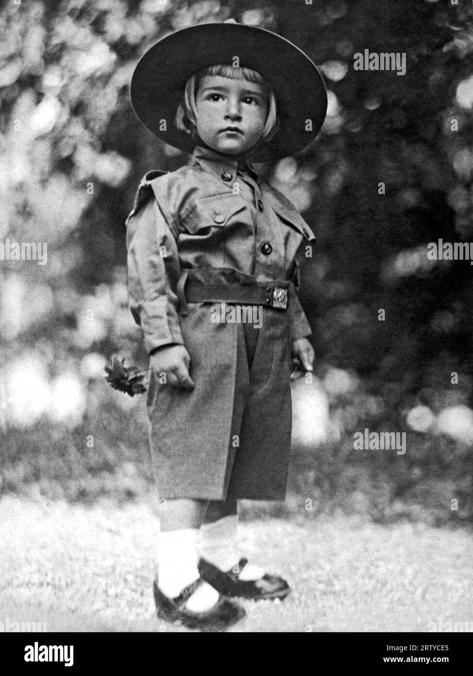 Belgrade, Yugoslavia  1926 Young Crown Prince Peter of Yugoslavia in his Boy Scout uniform. He just turned three Stock Photo