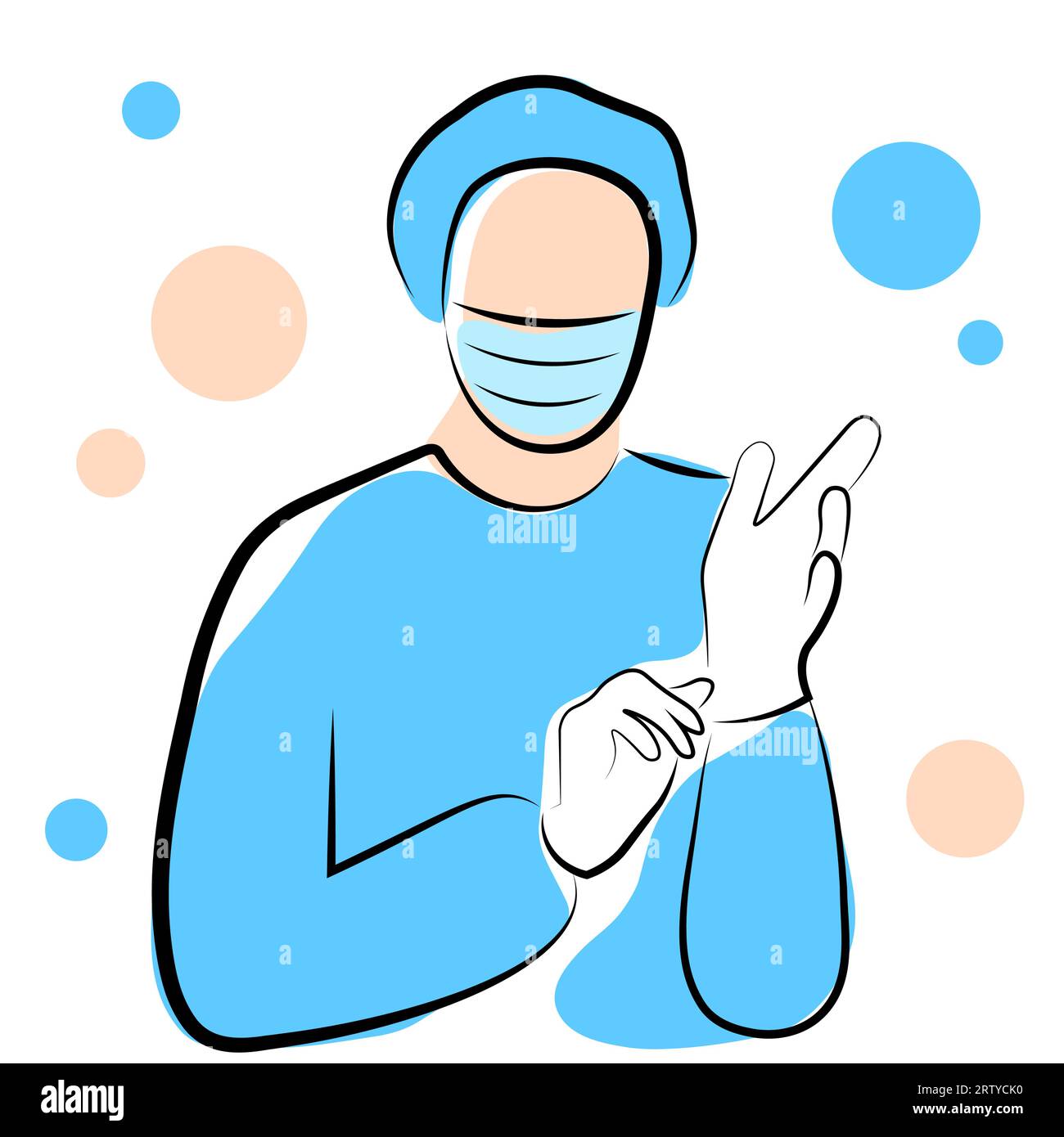 The surgeon puts on a glove Stock Vector