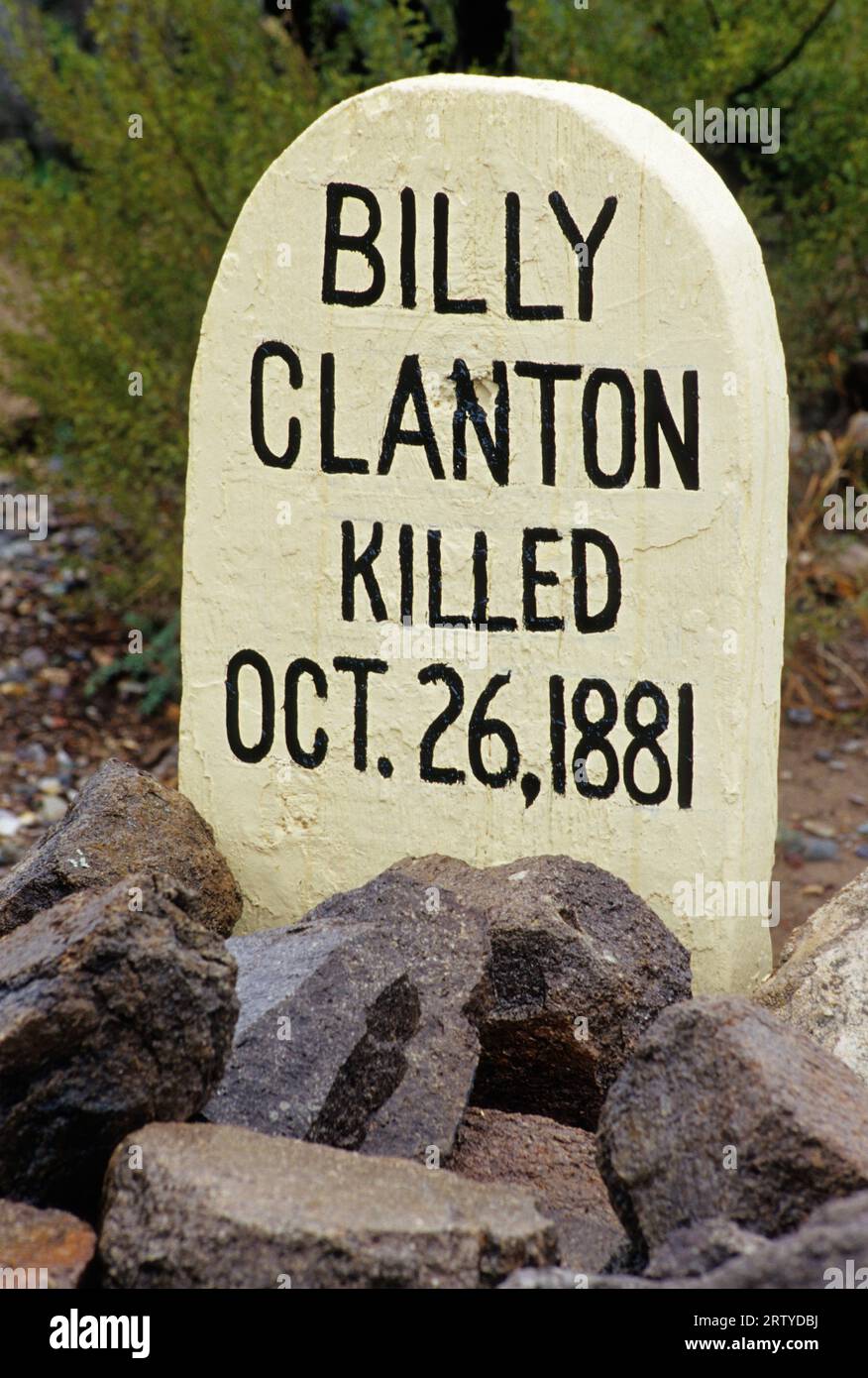 Clanton grave, Boot Hill Graveyard Park, Tombstone, Arizona Stock Photo