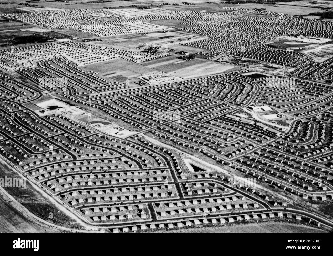 Levittown, New York  c 1949 An aerial view of the suburban housing development built on Long Island after World War II. Stock Photo